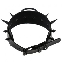 Double Layer PU Leather Black Nail Collar