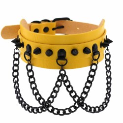 Spikes Collar With Black Chain