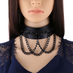 Spikes Collar With Black Chain