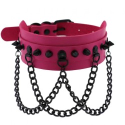 Spikes Collar With Black Chain