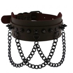 Spikes Collar With Black Chain