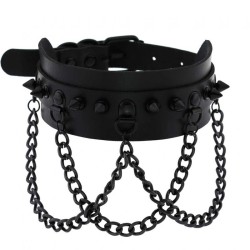 Spikes Collar With Black Chain