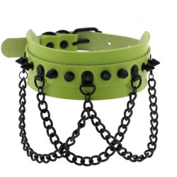 Spikes Collar With Black Chain