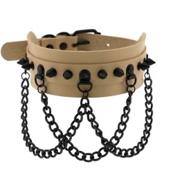 Spikes Collar With Black Chain