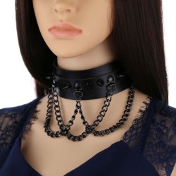 Spikes Collar With Black Chain