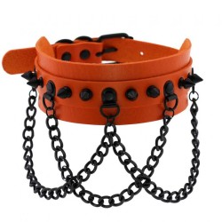 Spikes Collar With Black Chain