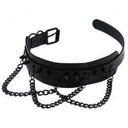 Spikes Collar With Black Chain