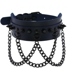 Spikes Collar With Black Chain