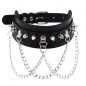 Spikes Collar With Silver Chain