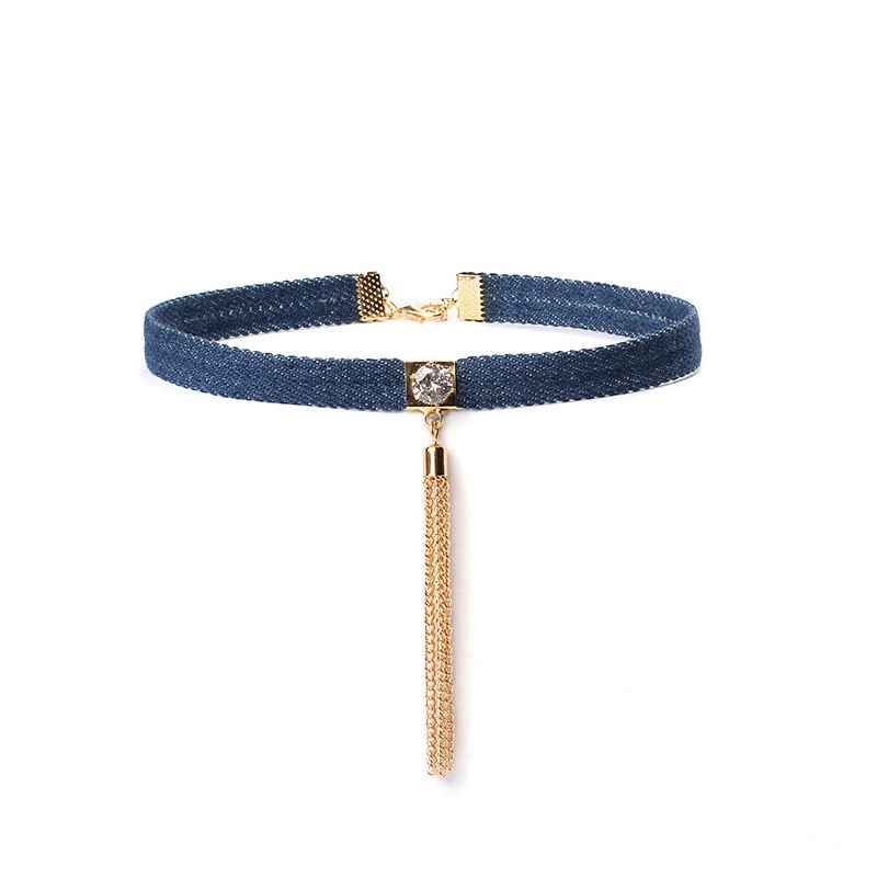 Metal Tassel Denim Collar