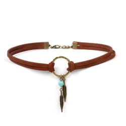 Bronze Leaf Tassel Double Layer Collar