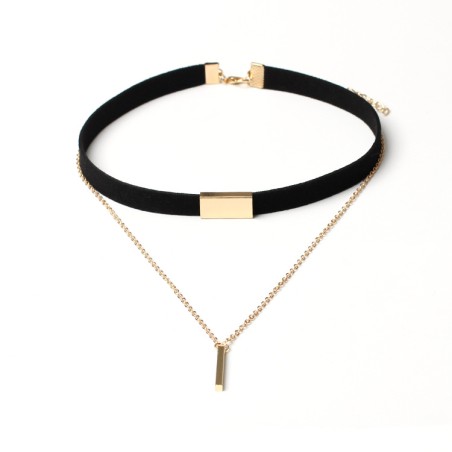 Golden Chain Tassel Suede Choker