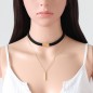 Golden Chain Tassel Suede Choker