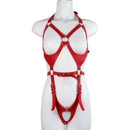 PU Punk Breast Cutout Harness