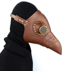 Light Brown Leather Plague Doctor Mask