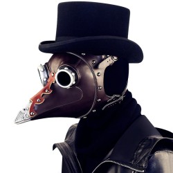 Plague Bird Doctor Mask Brown PU Leather Bird Beak Masks