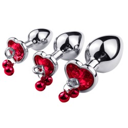 Jeweled Heart Anal Plug with Bell