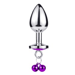 Leash Chain Jeweled Anal Plug with Bell