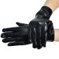 Pure Black Faux Leather Show Golves