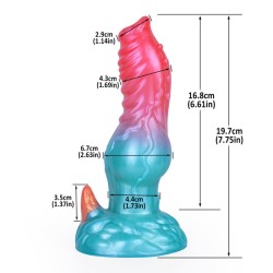 Alien Beast Cyan Rainbow 7.7" Dildo - J