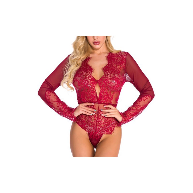 Fashion Designed Long Sleeved Lace One Piece Suit