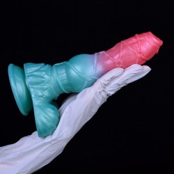 Alien Beast Cyan Rainbow 9.4" Dildo - H