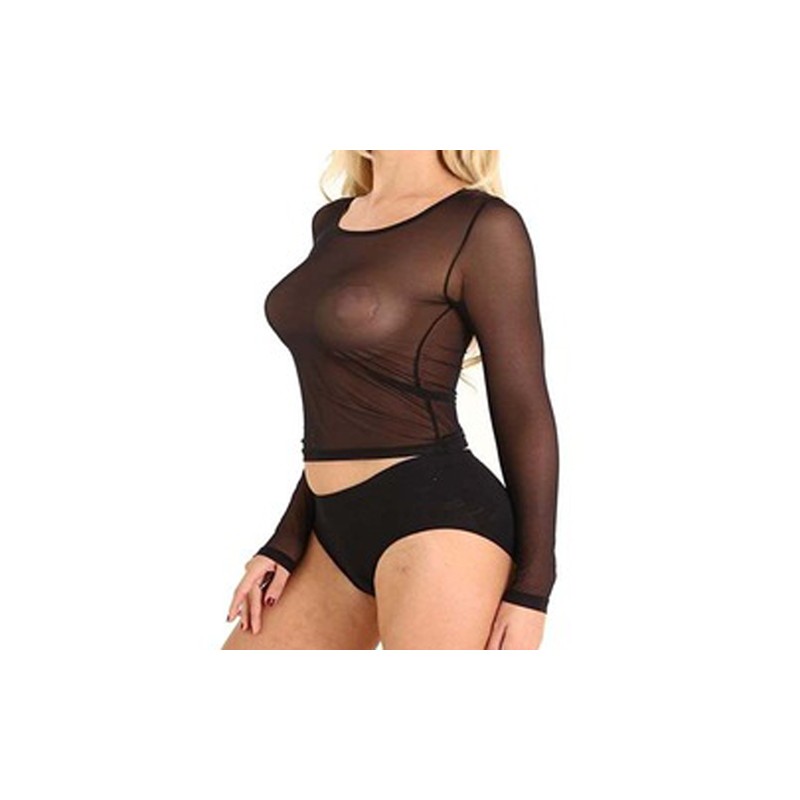 Long Sleeved Mesh Shirt For Women Sexy Lingerie