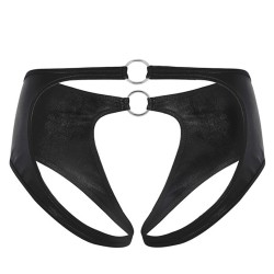 Special Designed Crotchless Patent Lesther Panty For Women