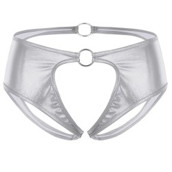 Special Designed Crotchless Patent Lesther Panty For Women