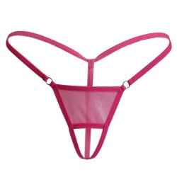 Thin Strip Crotchless Spliced With Mesh Panty T-back