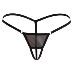 Thin Strip Crotchless Spliced With Mesh Panty T-back