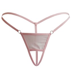 Thin Strip Crotchless Spliced With Mesh Panty T-back