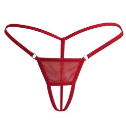 Thin Strip Crotchless Spliced With Mesh Panty T-back