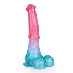 Alien Beast Cyan Rainbow 9.7" Dildo - C