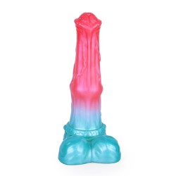 Alien Beast Cyan Rainbow 9.3" Dildo - B