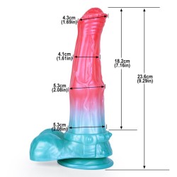 Alien Beast Cyan Rainbow 9.3" Dildo - B