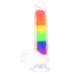 double layer rainbow dildo 7 4 inch