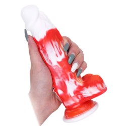 Color Mixing Silicone Dildo - 7.4"