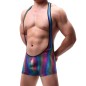 Elastic Rainbow Strappy One Piece Suit For Men