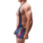 Elastic Rainbow Strappy One Piece Suit For Men