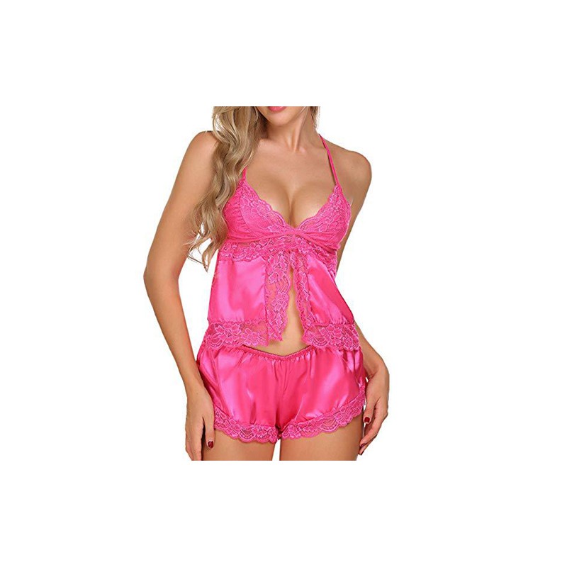 Alluring Strappy Low-cut Nightwear Set With Shorts