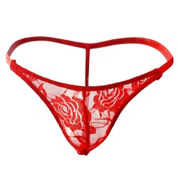 New Men Lace Rose Pattern T-back Sexy Panty