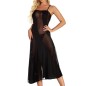 Pure Black Transparent Strappy Long Nigth Dress