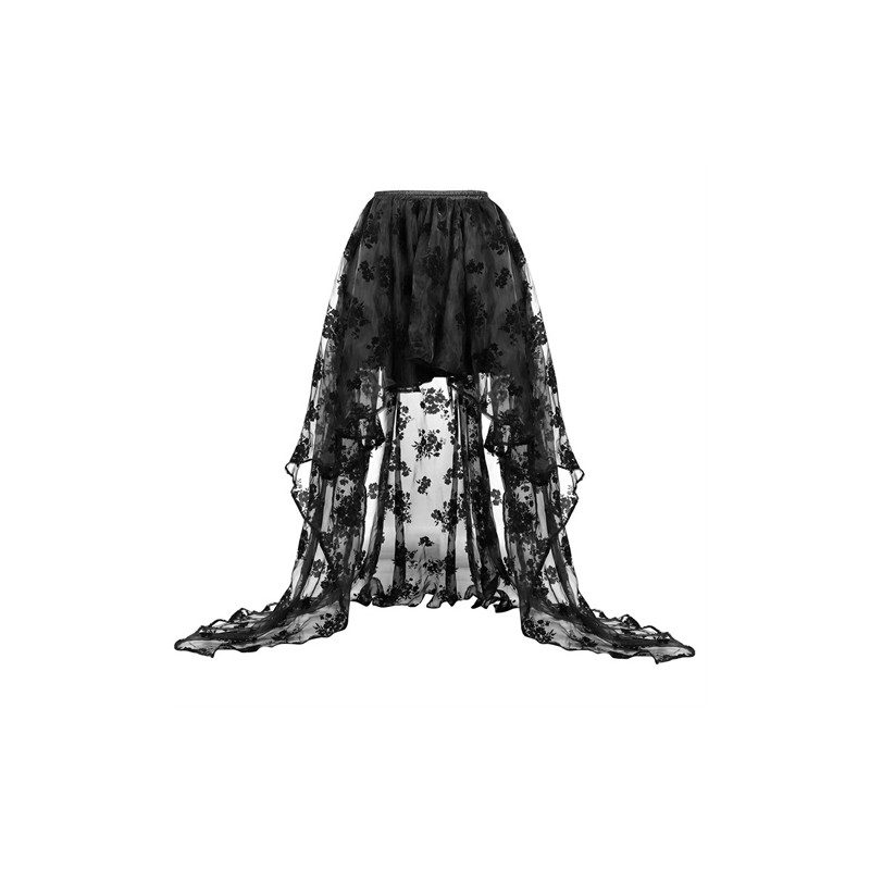 New Arrived Sexy Organza Flock Printing Semi Skirt