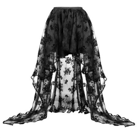 New Arrived Sexy Organza Flock Printing Semi Skirt