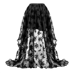 New Arrived Sexy Organza Flock Printing Semi Skirt