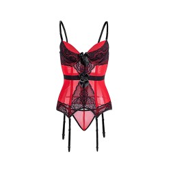 Light Strappy Lace Spliced With Mesh Body Shaper Corset