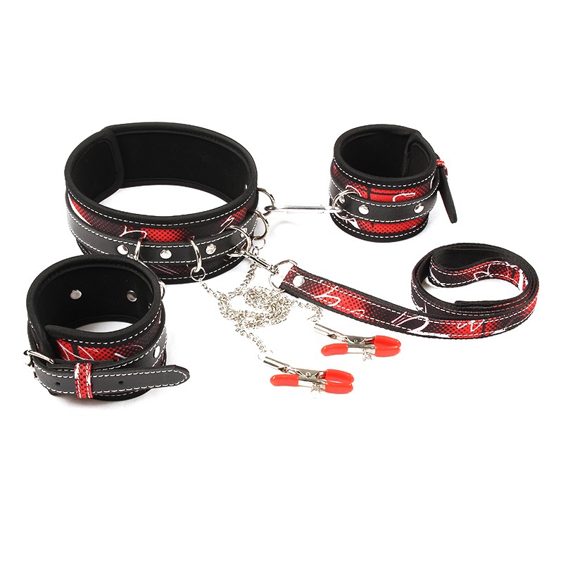 Collar &amp; Cuffs With Nipple Clamp