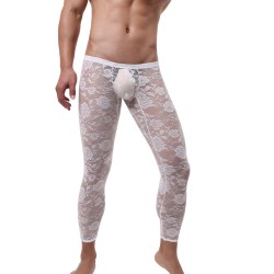 Sexy Men Tight Rose Pattern Lace Pants