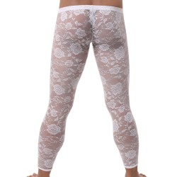 Sexy Men Tight Rose Pattern Lace Pants